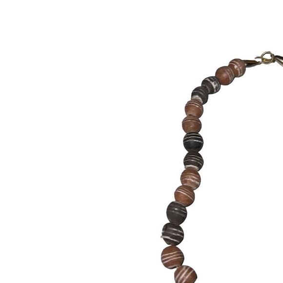 Heavy Black, Brown & Cream Antique Venetian Rattlesnake Trade Beads - Picture 5 of 6